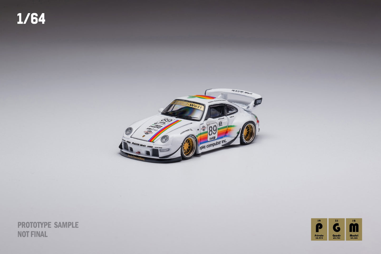 PGM 1:64 Porsche 911 RWB 993 in Apple Livery on Luxury Base