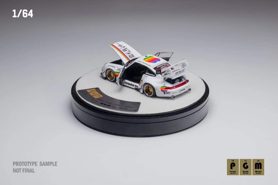 PGM 1:64 Porsche 911 RWB 993 in Apple Livery on Luxury Base