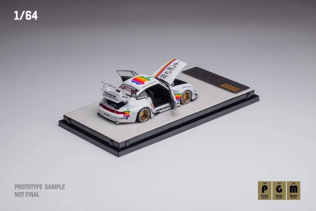 PGM 1:64 Porsche 911 RWB 993 in Apple Livery on Standard Base