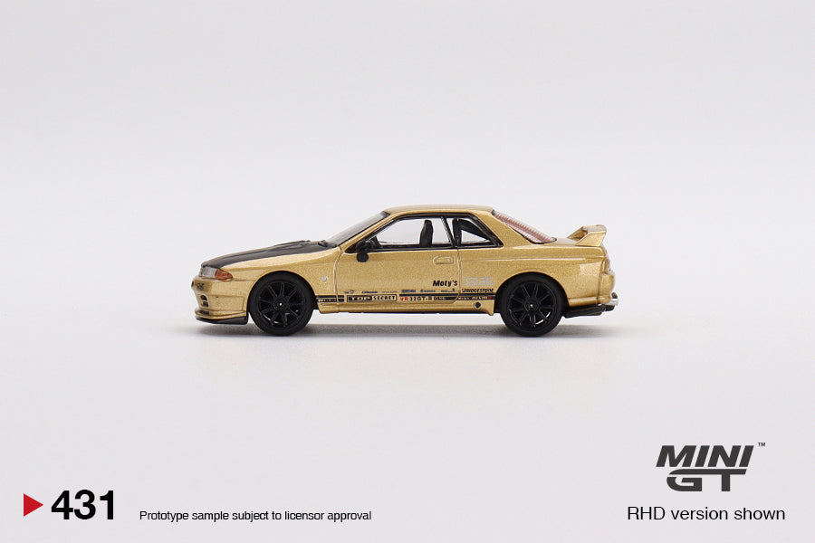 Mini GT Japan Exclusive Top Secret Nissan Skyline GT-R (R32) in Top Secret Gold – RHD