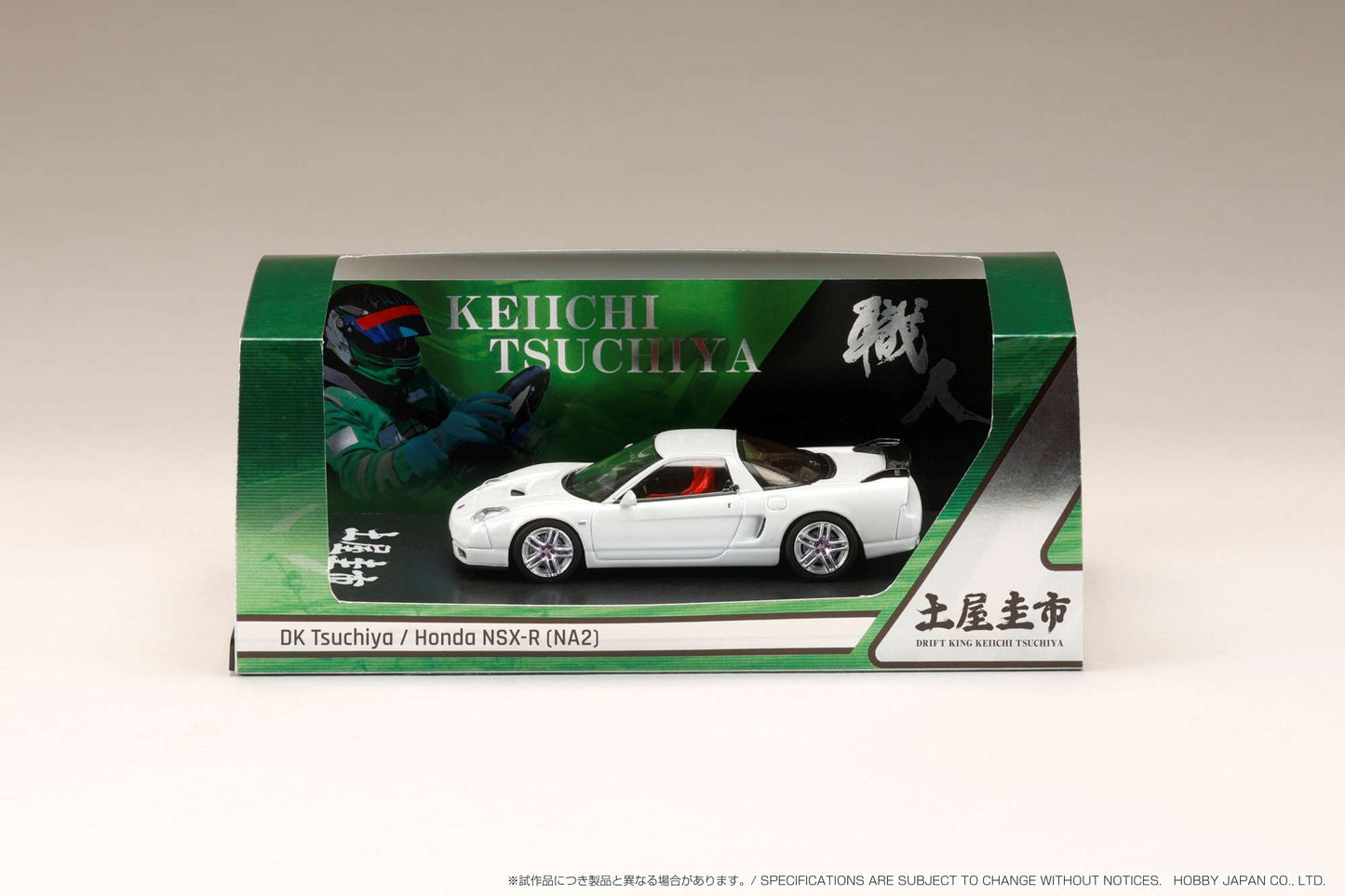 Hobby Japan 1/64 Honda NSX-R (NA2) DK "Drift King" Tsuchiya Spec in Pearl White *Creased Packaging*