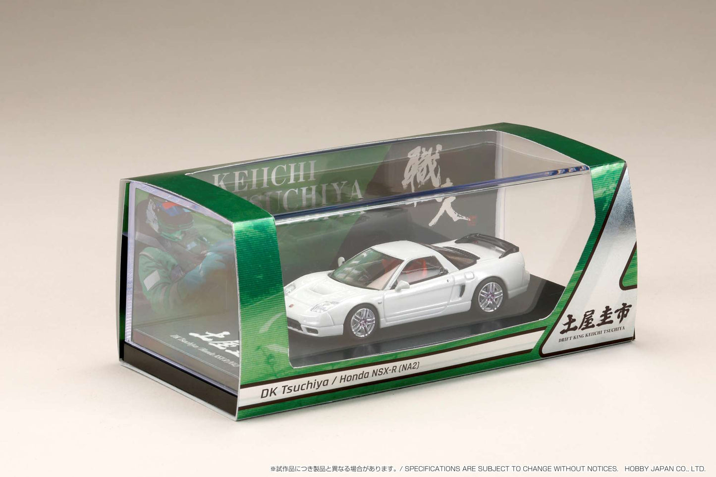 Hobby Japan 1/64 Honda NSX-R (NA2) DK "Drift King" Tsuchiya Spec in Pearl White *Creased Packaging*
