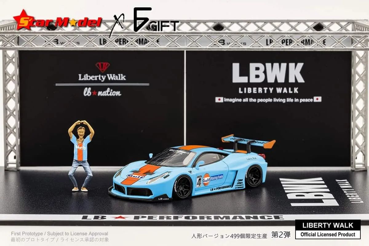 Star Model x Egift1/64 Ferrari 458 GT LB-Silhouette in Gulf Racing Livery