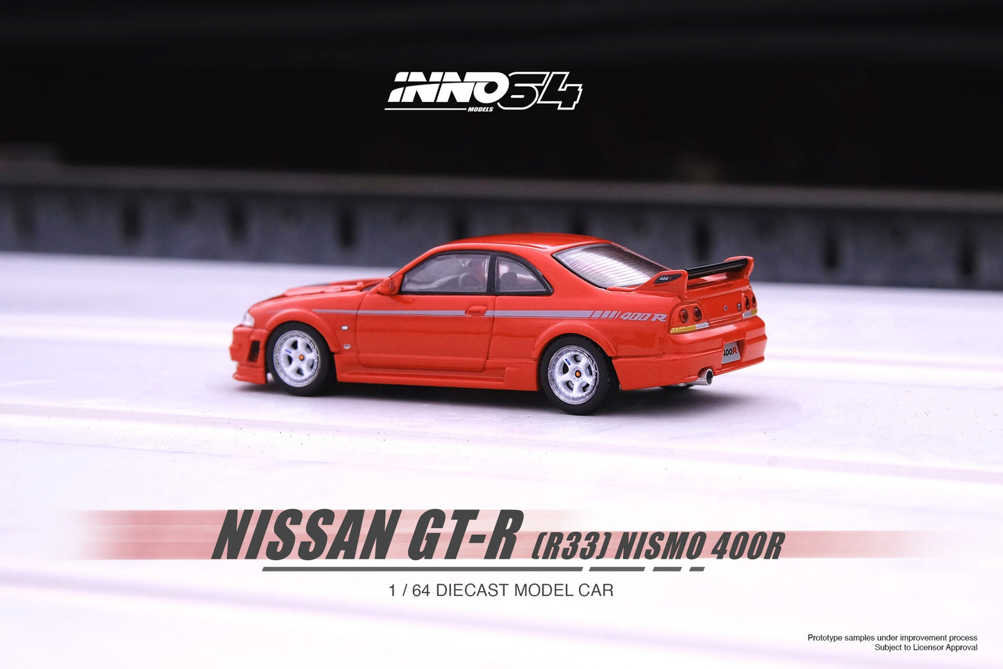 Inno64 Nissan Skyline GT-R (R33) Nismo 400R in Super Clear Red II