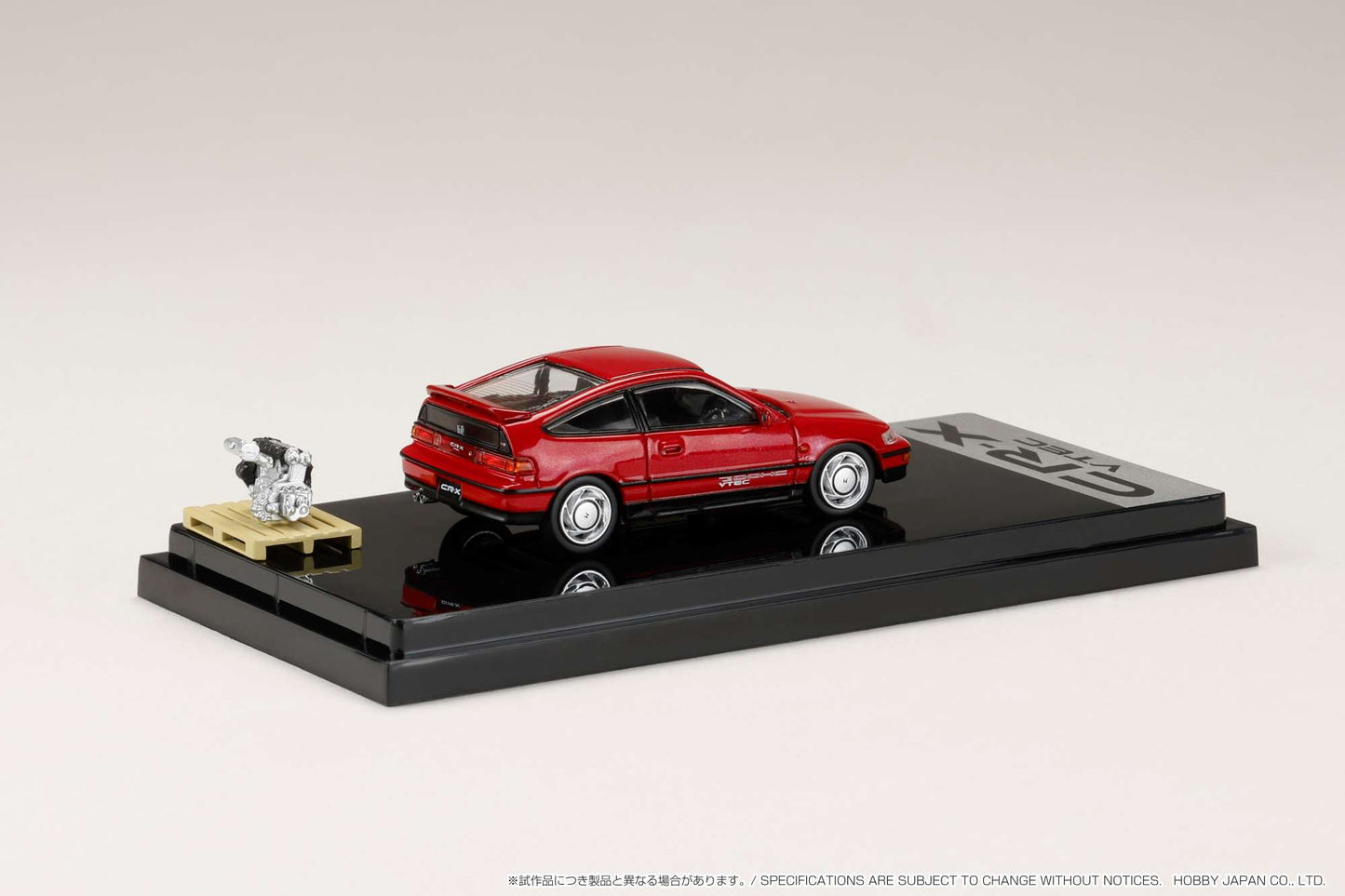 Hobby Japan 1/64 Honda CR-X SiR (EF8) 1989 with Engine Display Model in Red Pearl