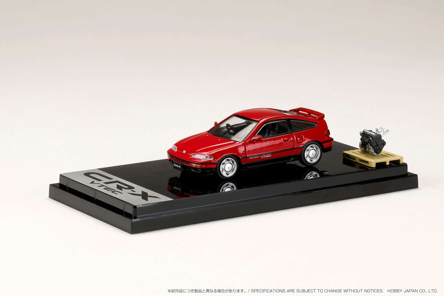 Hobby Japan 1/64 Honda CR-X SiR (EF8) 1989 with Engine Display Model in Red Pearl