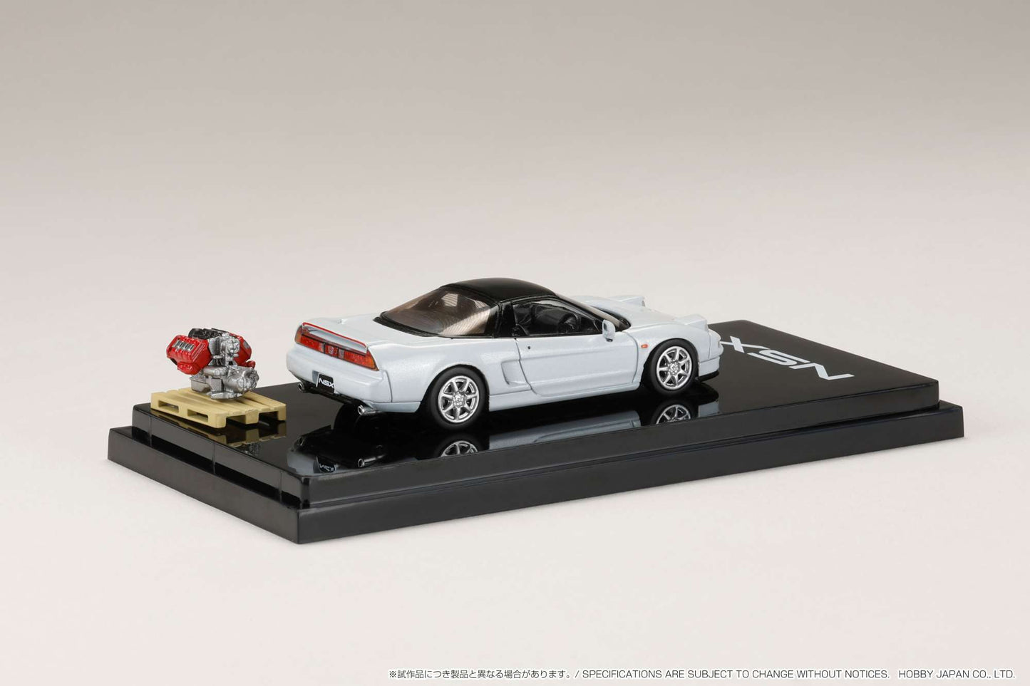 Hobby Japan 1/64 Honda NSX (NA1) Coupe with Engine Display Model in Platinum White Pearl