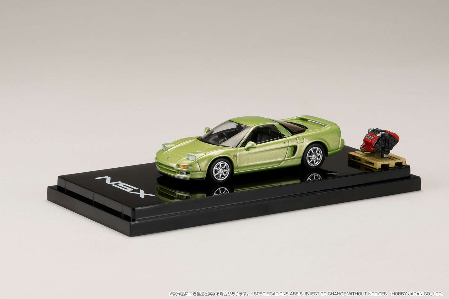 Hobby Japan 1/64 Honda NSX (NA1) Coupe with Engine Display Model in Lime Green Metallic