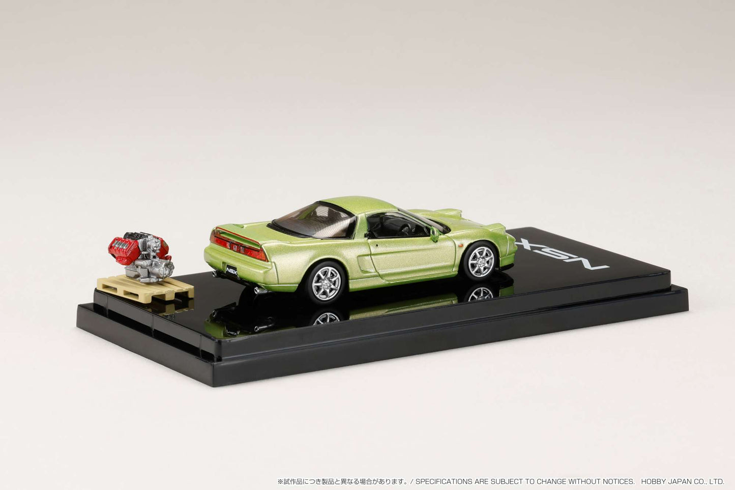 Hobby Japan 1/64 Honda NSX (NA1) Coupe with Engine Display Model in Lime Green Metallic