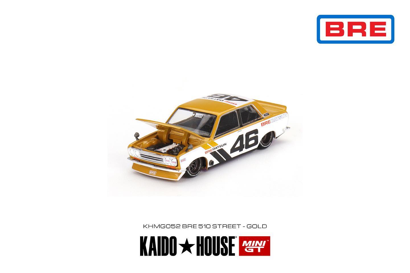 Mini GT x Kaido House Datsun 510 Pro Street BRE510 in Gold