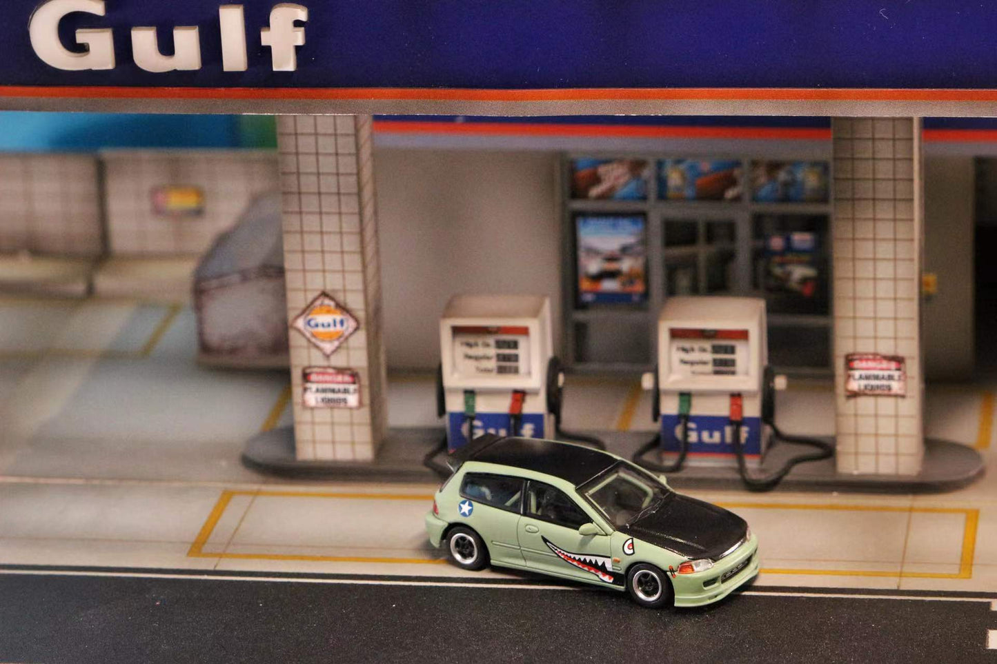 Street Weapon 1/64 Honda Civic EG6 in Matte Green "Shark Mouth"