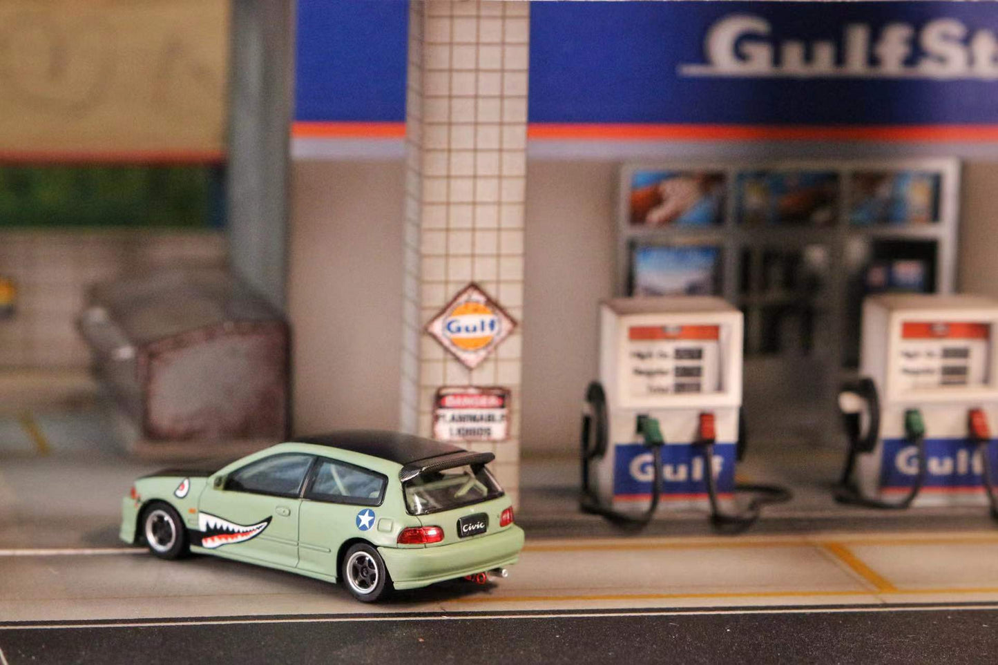 Street Weapon 1/64 Honda Civic EG6 in Matte Green "Shark Mouth"