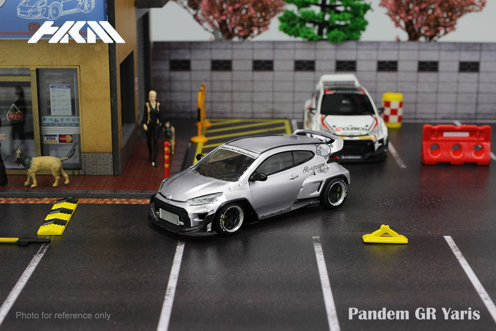 HKM Model 1/64 Rocket Bunny Toyota GR Yaris Pandem Wide Body in Metallic Silver