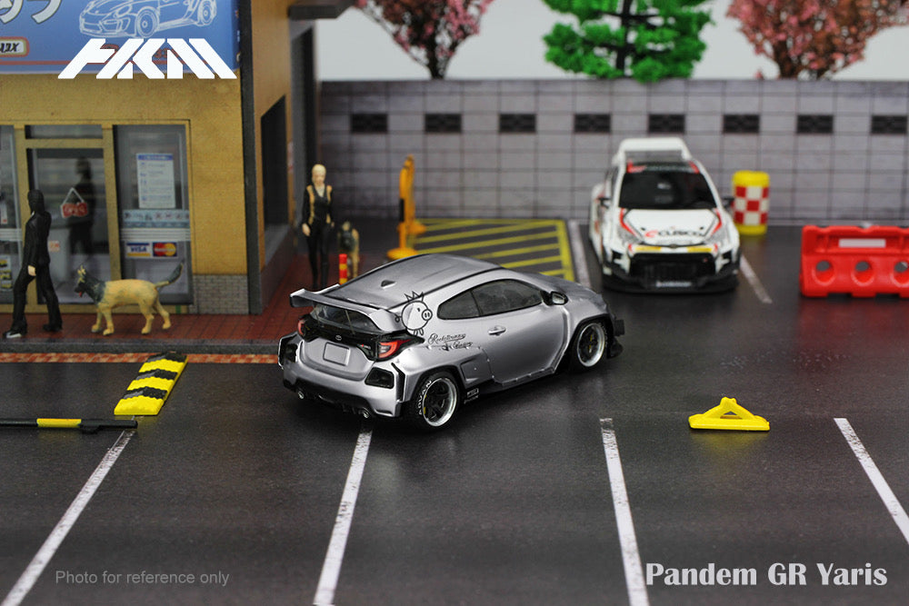 HKM Model 1/64 Rocket Bunny Toyota GR Yaris Pandem Wide Body in Metallic Silver