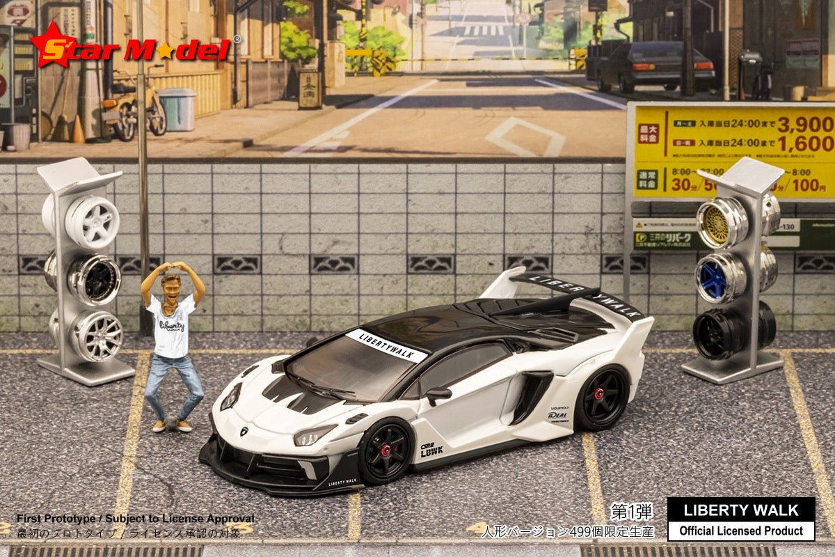 Star Model 1/64 LBWK LB-Silhouette WORKS Lamborghini Aventador GT Evo LP700-4 in White