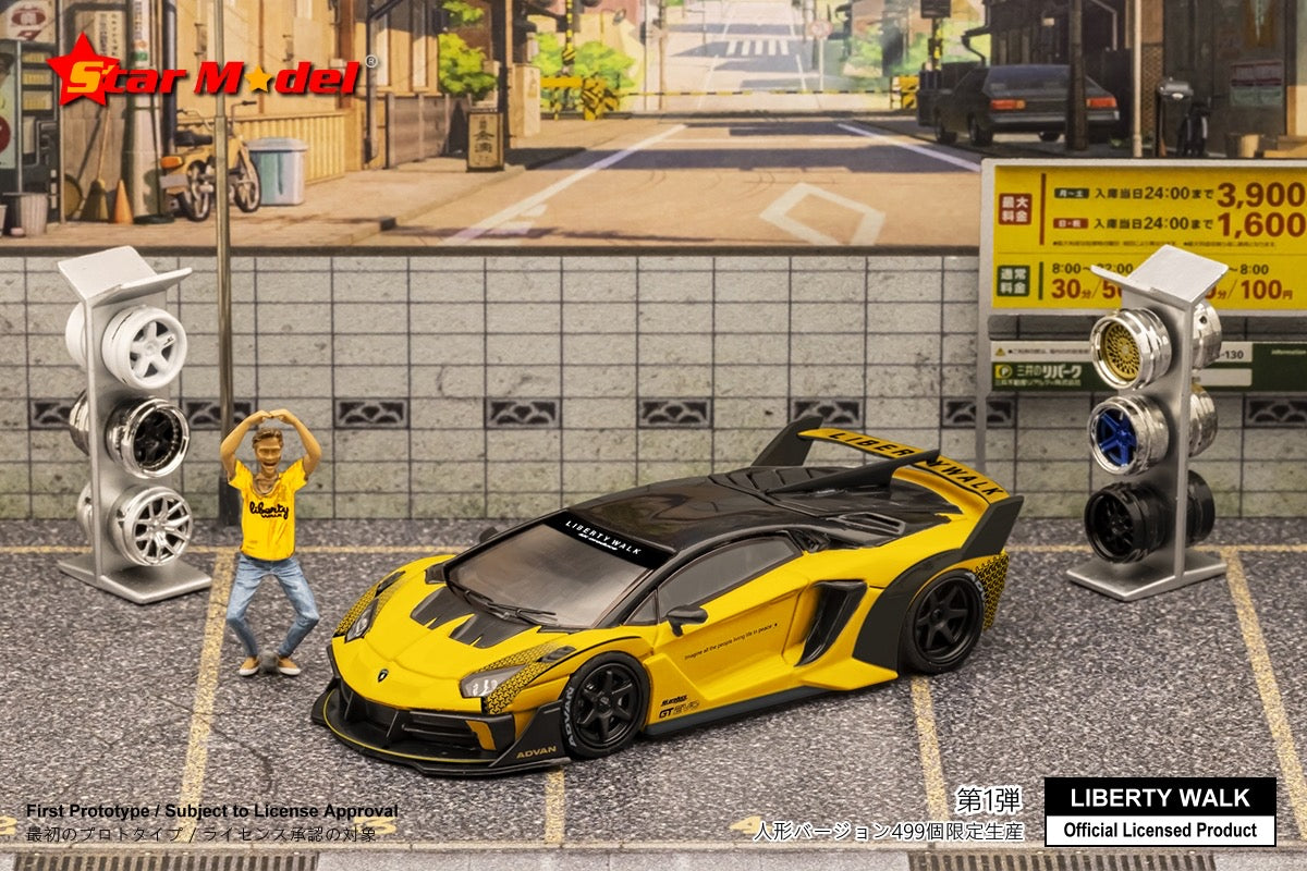 Star Model 1/64 LBWK LB-Silhouette WORKS Lamborghini Aventador GT Evo LP700-4 in Yellow