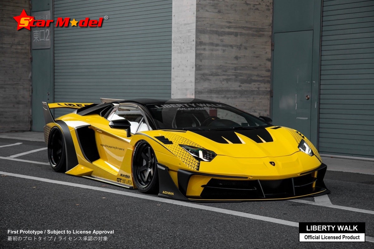 Star Model 1/64 LBWK LB-Silhouette WORKS Lamborghini Aventador GT Evo LP700-4 in Yellow