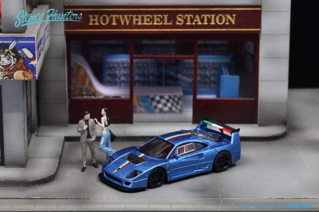 Stance Hunters 1/64 Ferrari F40LM in Metallic Blue with Italian Stripe