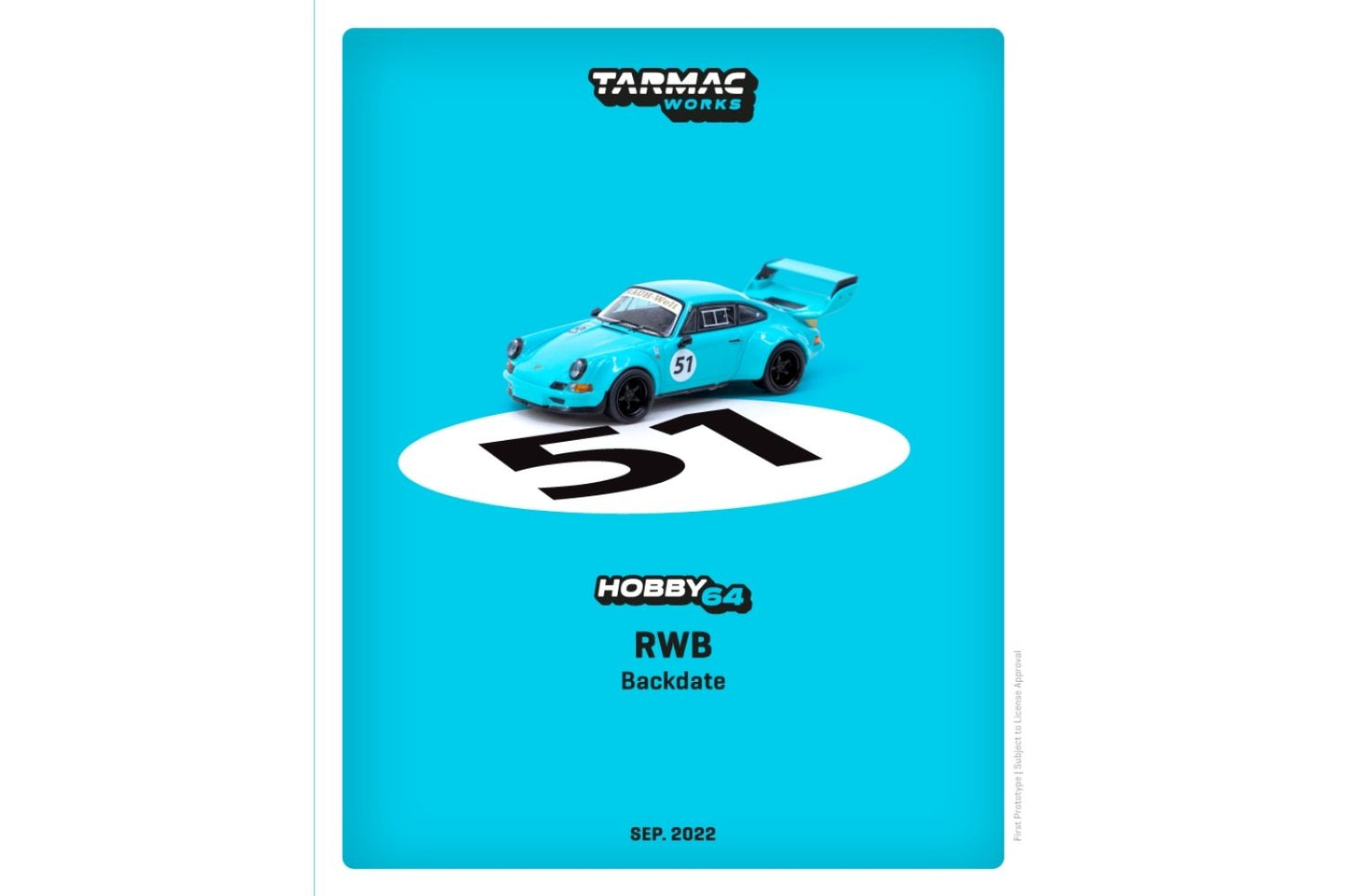 Tarmac Works 1/64 Porsche 911 RWB Backdate #51 in Blue