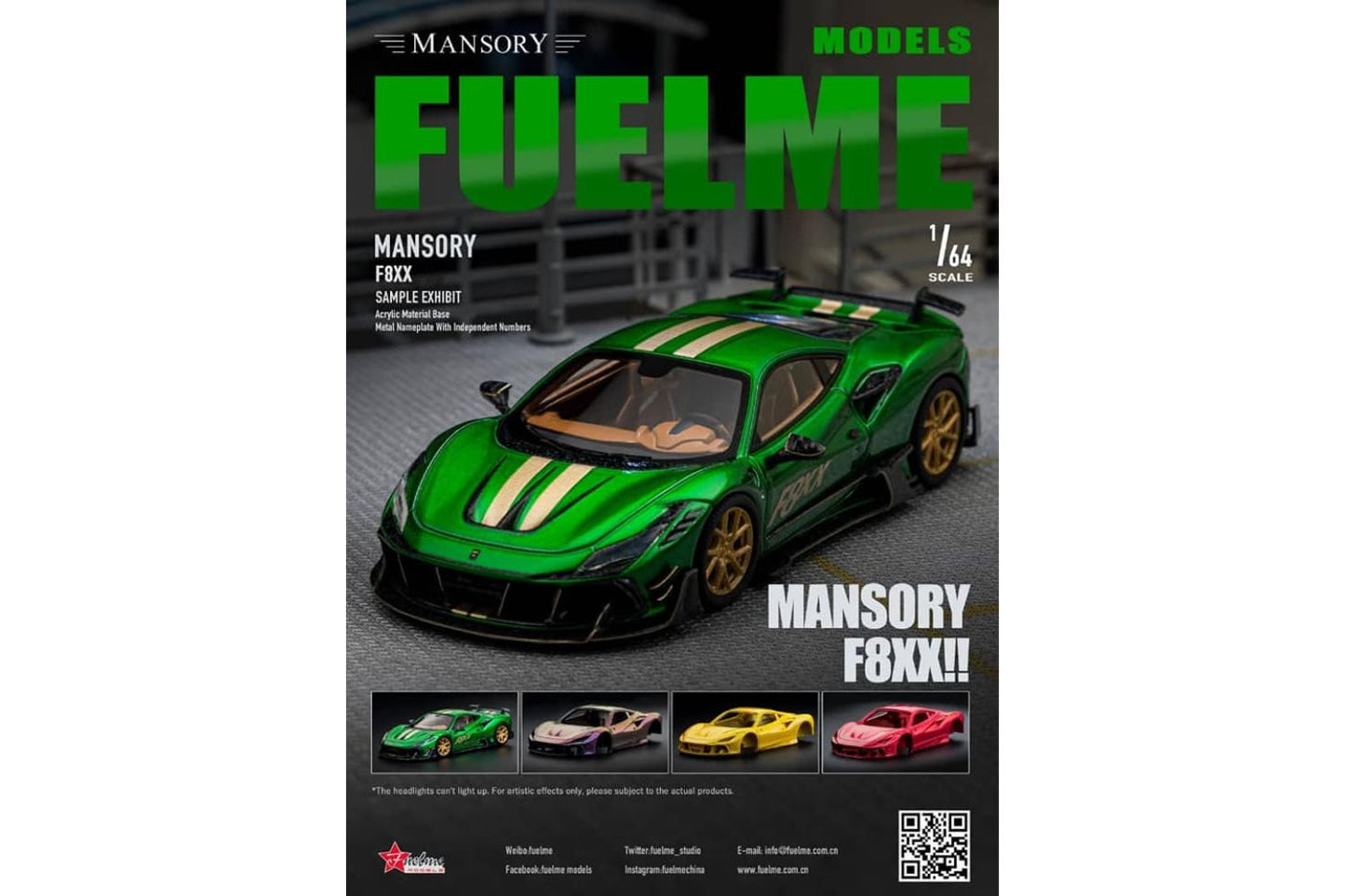 FuelMe 1/64 Mansory F8XX (Ferrari F8 Tributo) in Giallo Yellow