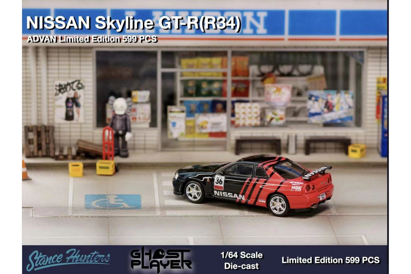 Stance Hunters x Ghost Player 1/64 Nissan Skyline GT-R (R34) Advan