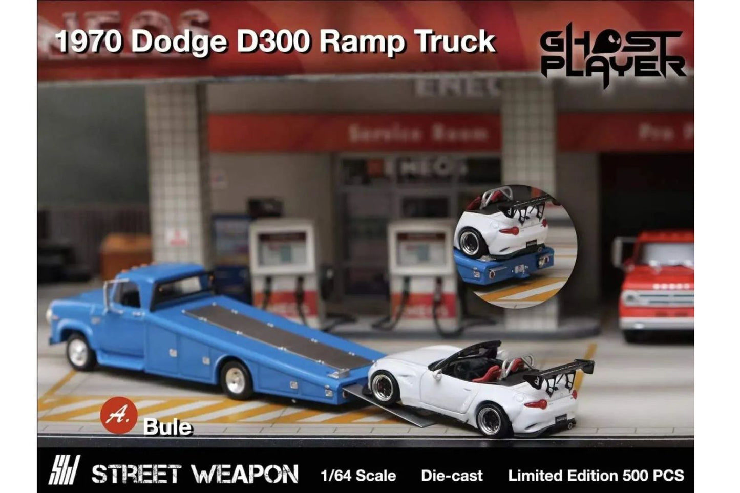 Street Weapon 1/64 Dodge D300 Ramp Truck In Blue