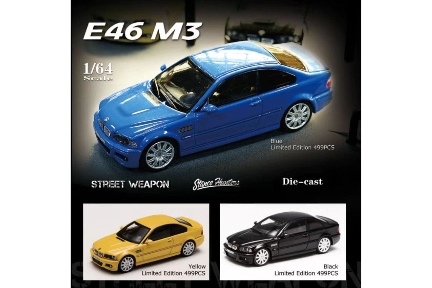 Stance Hunter x Street Weapon 1/64 BMW M3 (E46) Coupe in Laguna Seca Blue