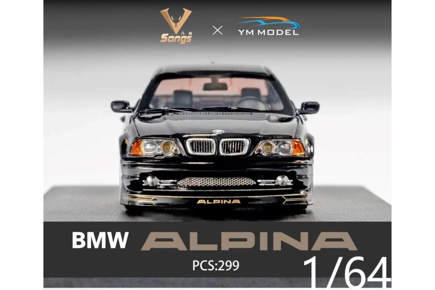 YM Model x Songs 1/64 BMW Alpina B3 (E46) in Black Piano/Gold 