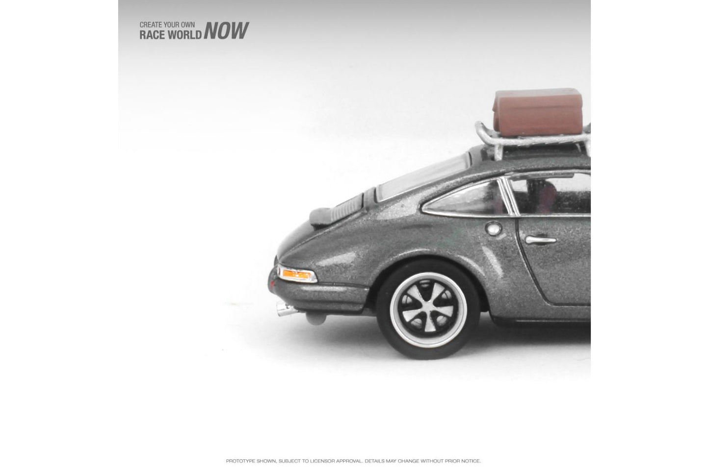 Pop Race 1/64 Singer Porsche 911 (964) in Gray with Roof Rack and Luggage