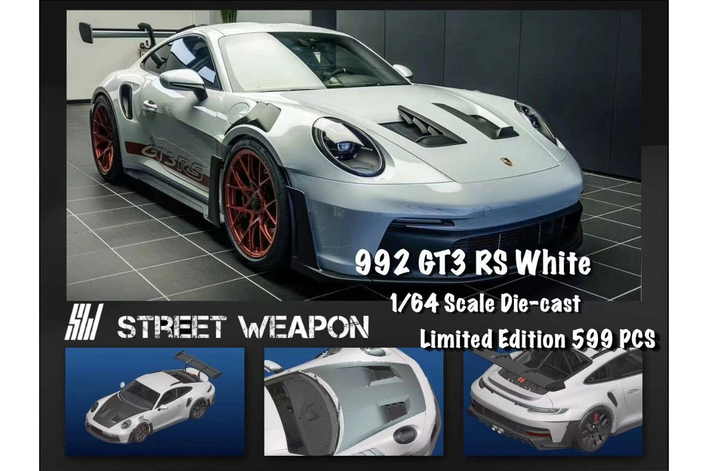 Street Weapon 1/64 Porsche 911 (992) GT3 RS in White