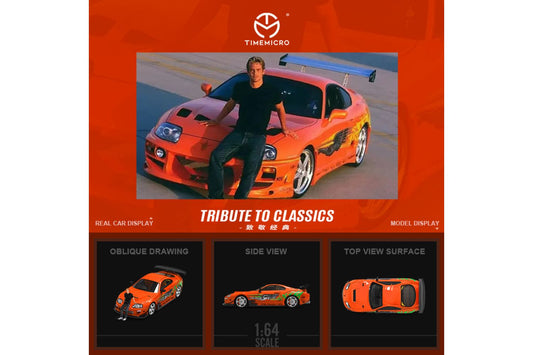 Time Micro 1/64 Toyota Supra (A80) "Tribute to Classics"- Fast & Furious in Orange