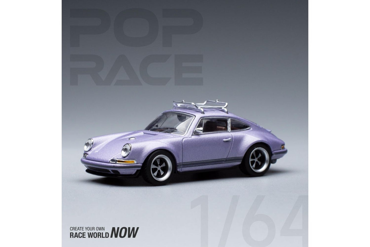Pop Race 1/64 Singer Porsche 911 (964) in Purple with Roof Rack and Surf Boards