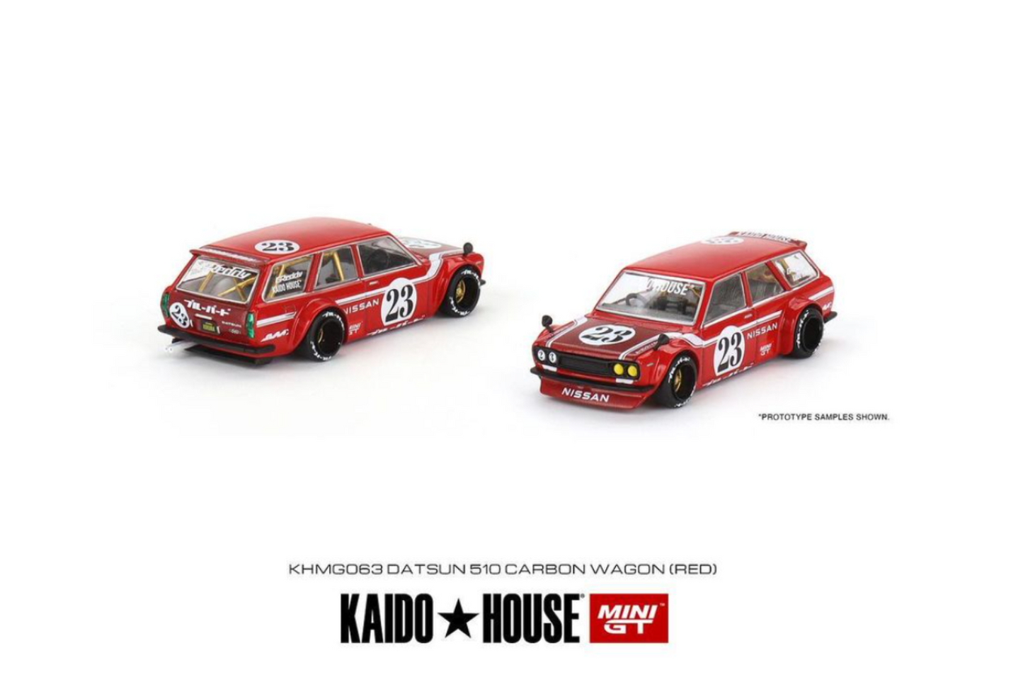 Mini GT x Kaido House Datsun 510 Carbon Wagon in Red