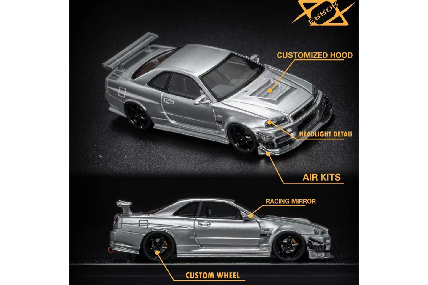 Error 404 Model 1/64 Nissan Skyline GT-R (R34) Modified in Silver