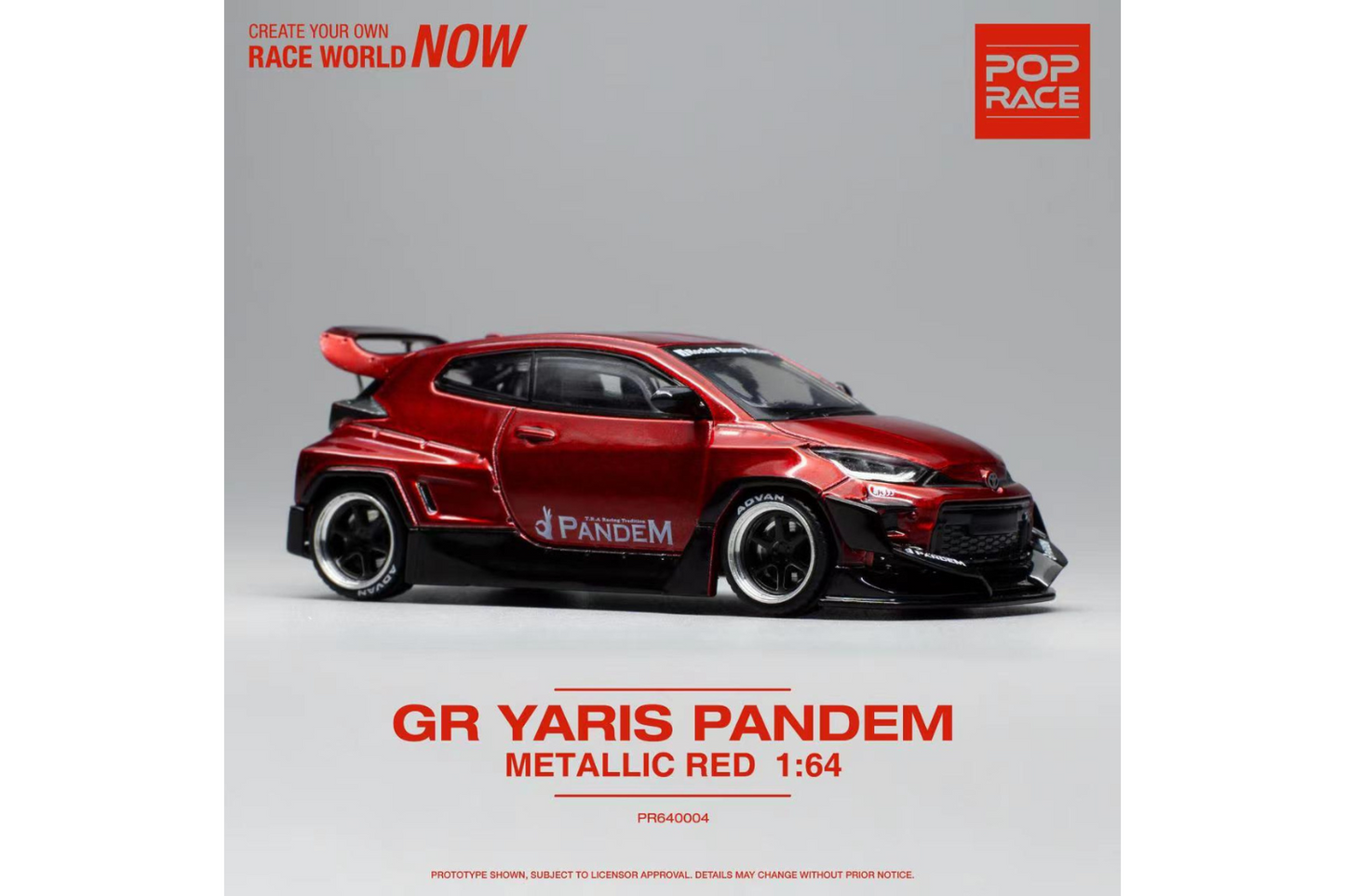 Pop Race 1/64 Rocket Bunny Toyota GR Yaris Pandem Wide Body in Red