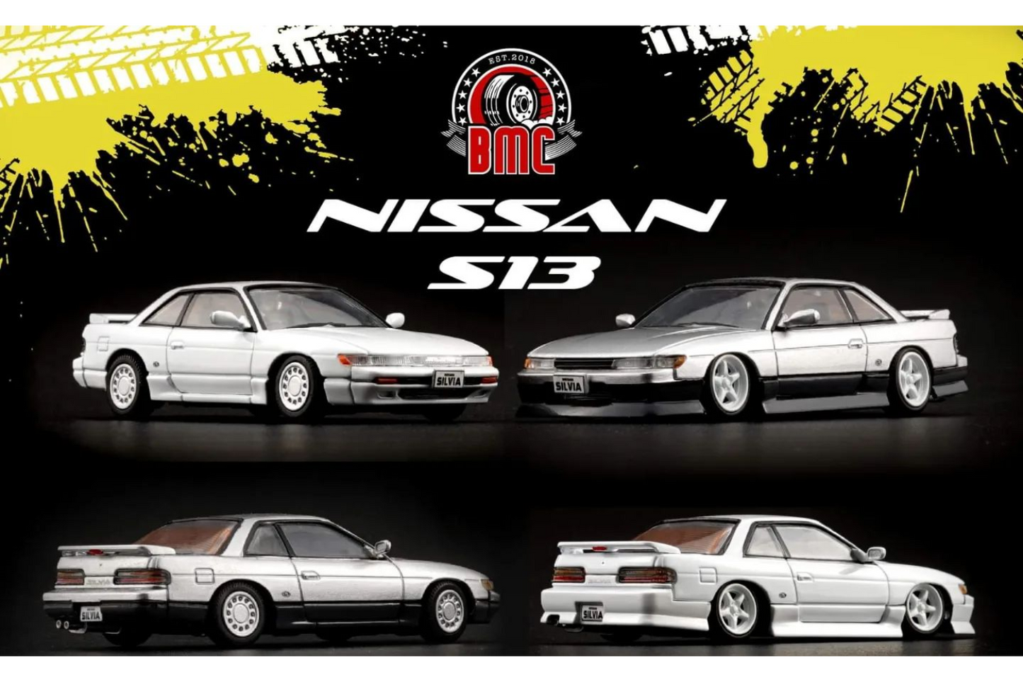 BM Creations 1/64 Nissan Silvia S13 in White