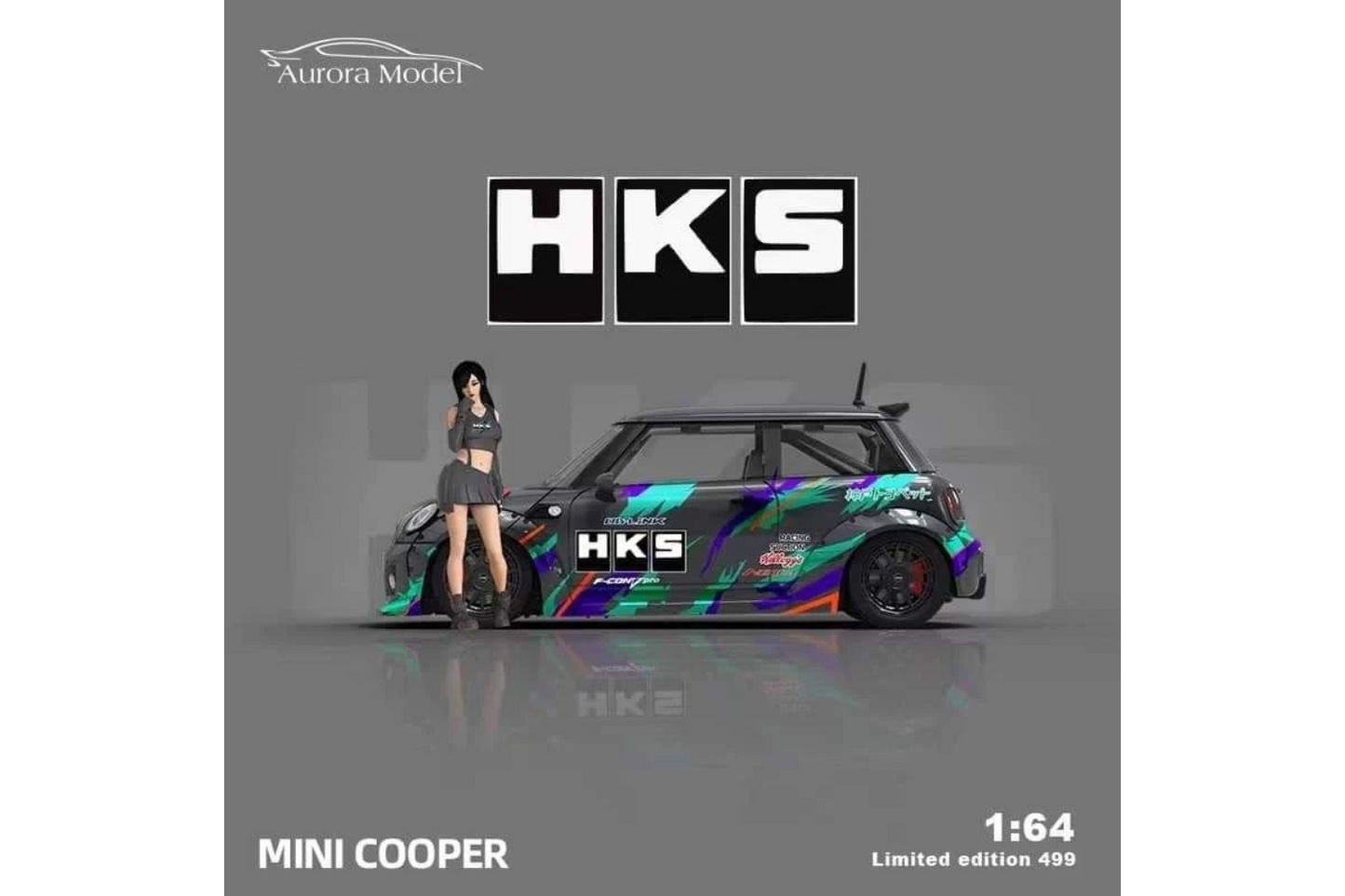 Aurora Model 1/64 HKS Mini Cooper