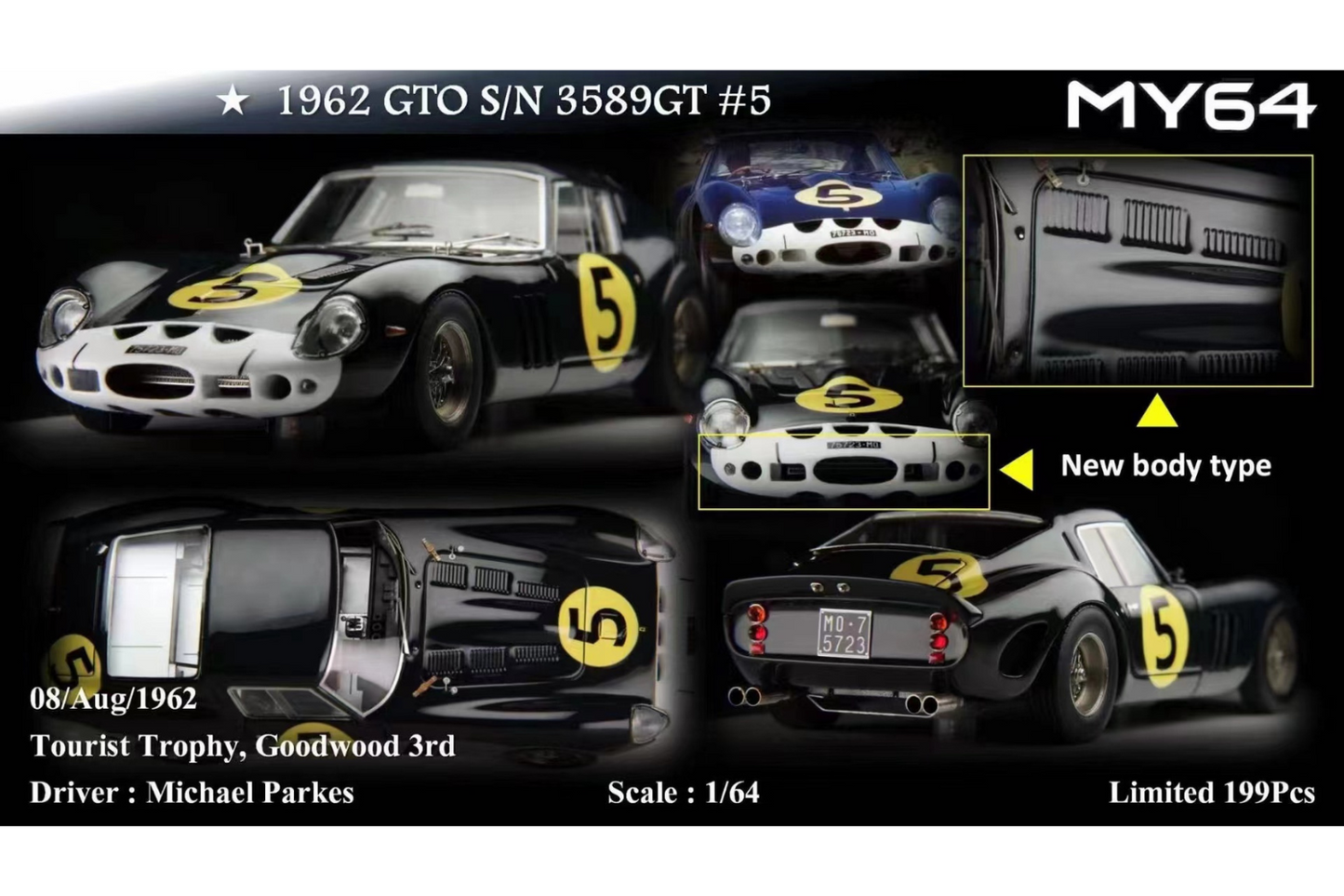 MY64 1/64 Ferrari GTO 3589GT in Dark Blue #5