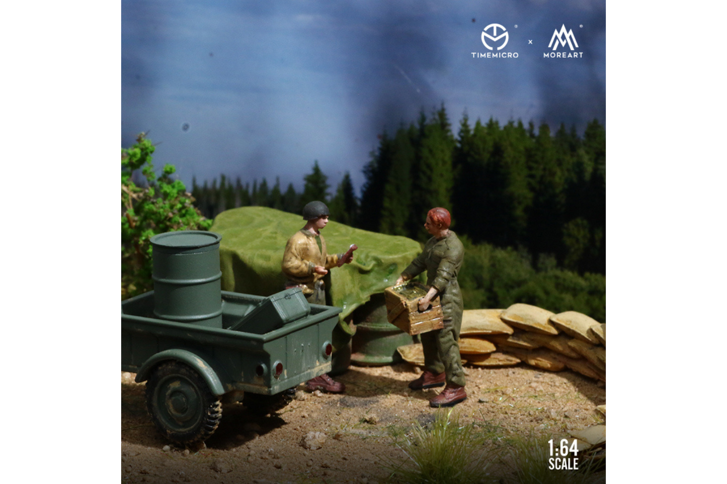 Time Micro x More Art 1/64 Willys MB Battlefield Supply Scene