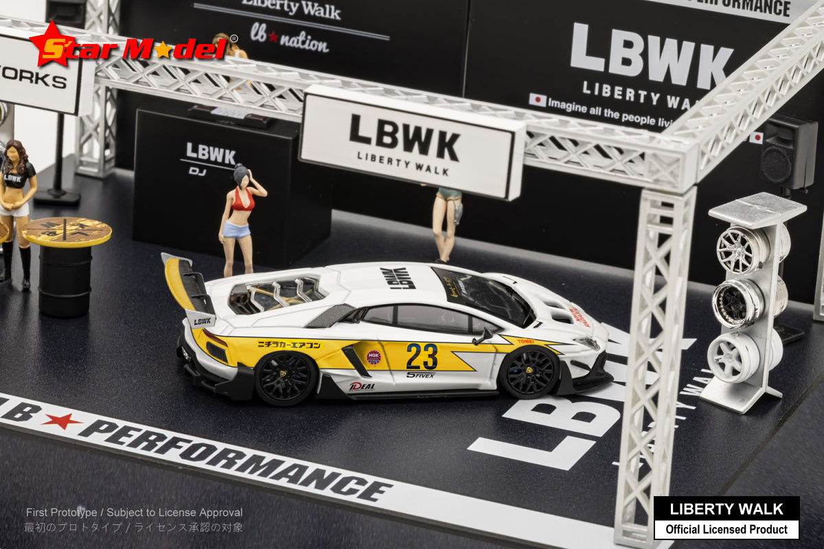 Star Model 1/64 LBWK LB-Silhouette WORKS Lamborghini Aventador LP700-4 in White Lightning #23 Livery