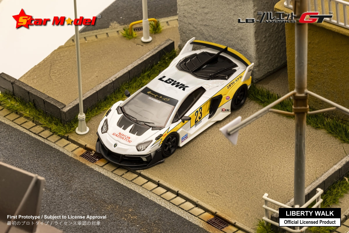 Star Model 1/64 LBWK LB-Silhouette WORKS Lamborghini Aventador GT Evo LP700-4 in White Lightning #23 Livery