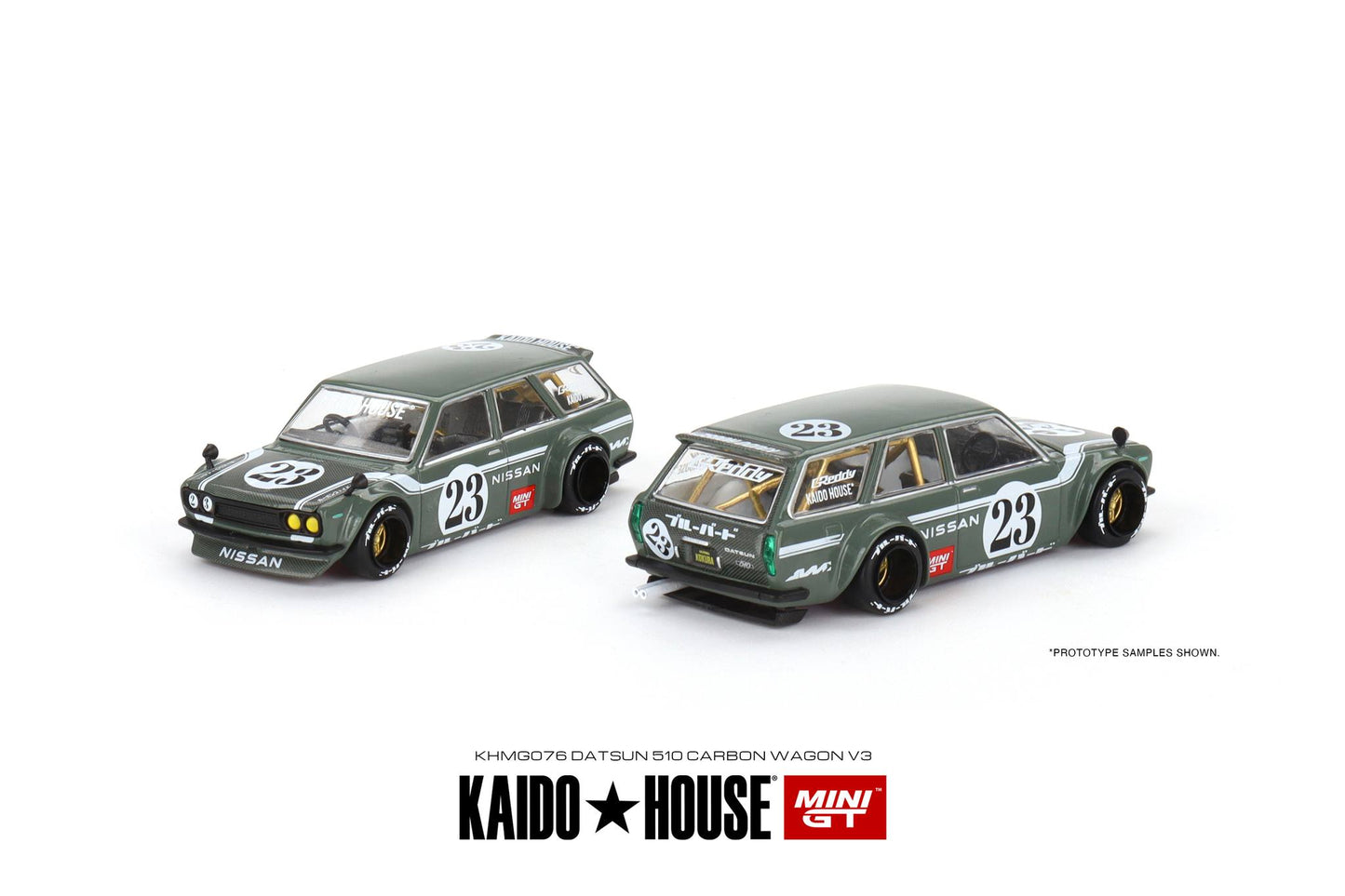 Mini GT x Kaido House Datsun 510 Carbon Fiber V3 in Green
