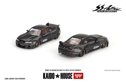 Mini GT x Kaido House Nissan Skyline GT-R (R33) Active Carbon R