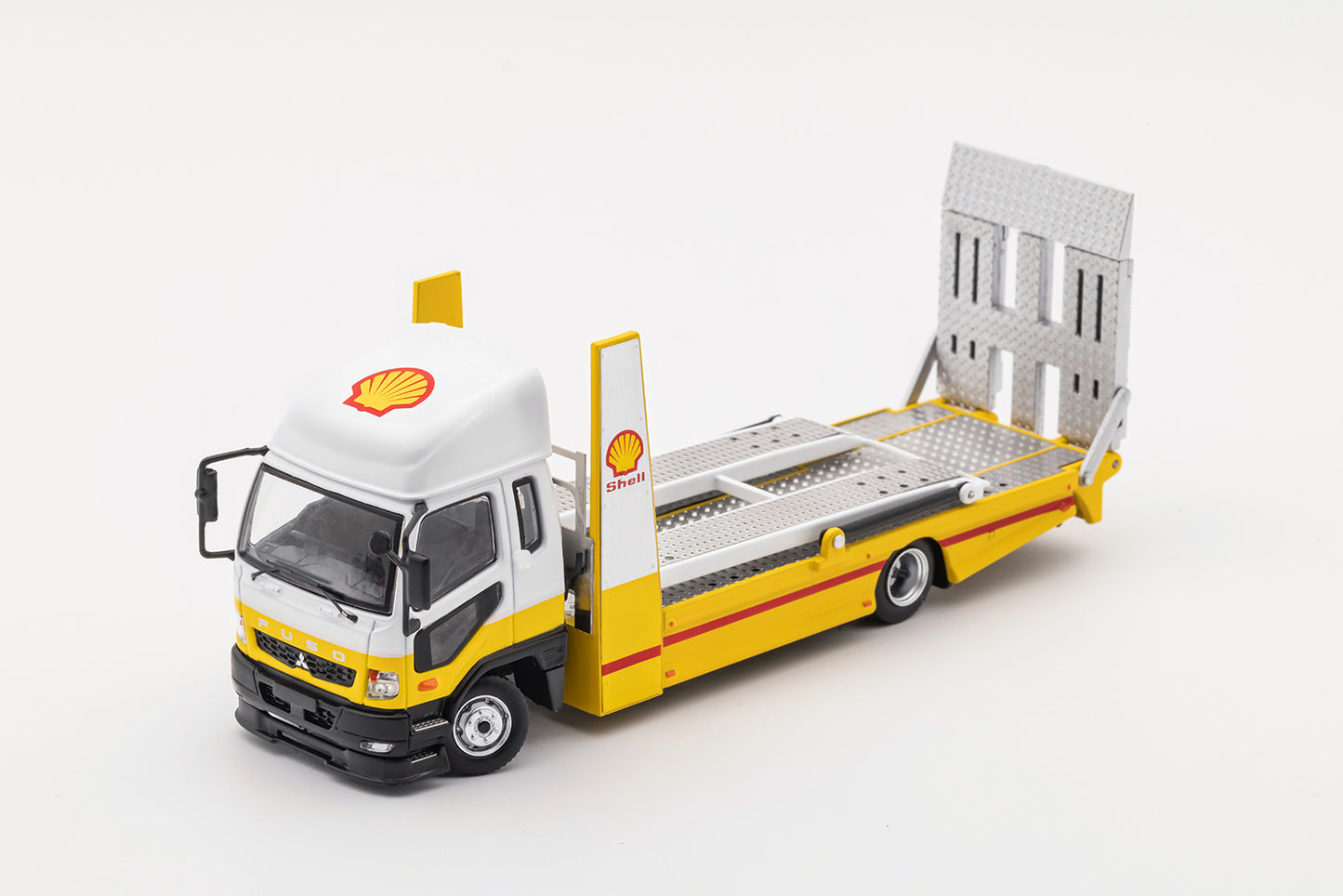 GCD 1/64 Mitsubishi Fuso Double Decker Transport Truck in Shell Livery