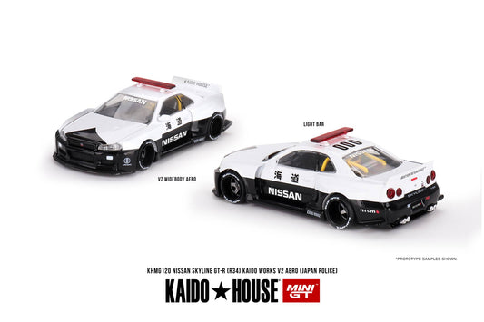Mini GT x Kaido House Nissan Skyline GT-R (R34) Kaido Works V2 Aero Police