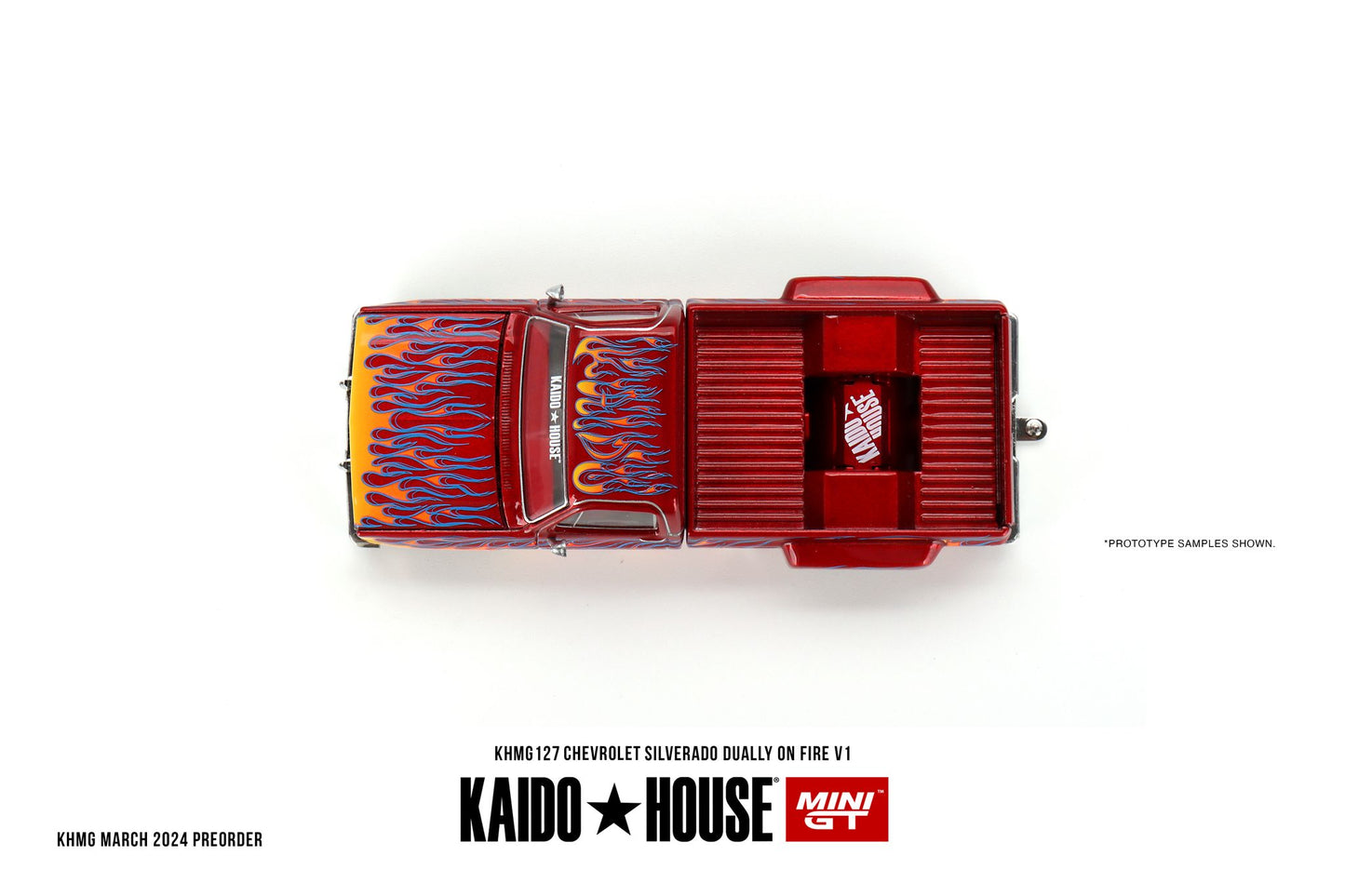Mini GT x Kaido House 1983 Chevy Silverado Dually on Fire V1