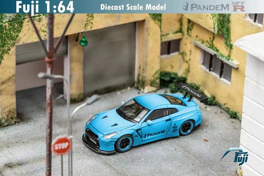 Fuji 1/64 Nissan GT-R (R35) Rocket Bunny Widebody in Light Tron Baby Blue (Dirty)