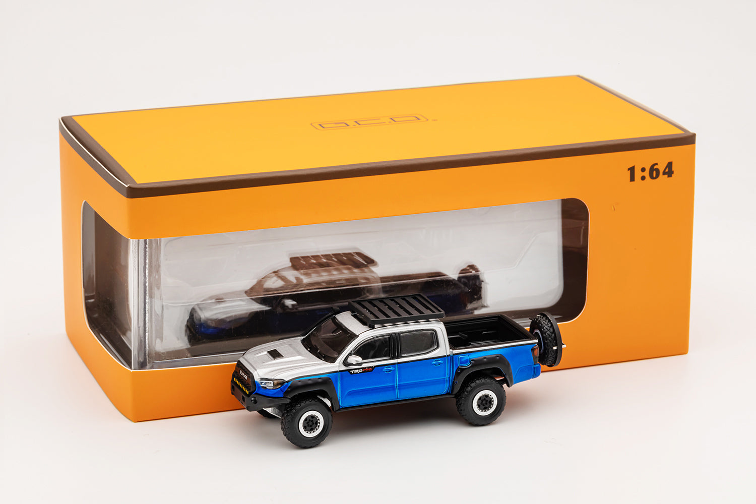 GCD 1/64 Toyota Tacoma TRD PRO Overland in Bright Silver Electric Blue