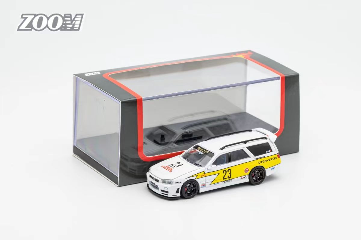 Zoom 1/64 Mine's Nissan Stagea (R34) 260RS Wagon in White Lightning #23 Livery