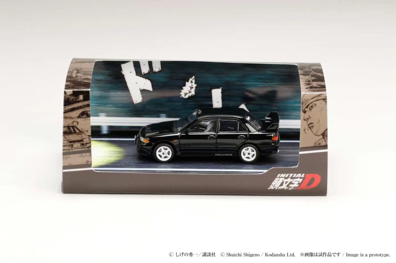 Hobby Japan 1/64 Mitsubishi Lancer RS Evolution Ⅲ - Initial D VS Ryosuke Takahashi with Kyoichi Sudo Figure